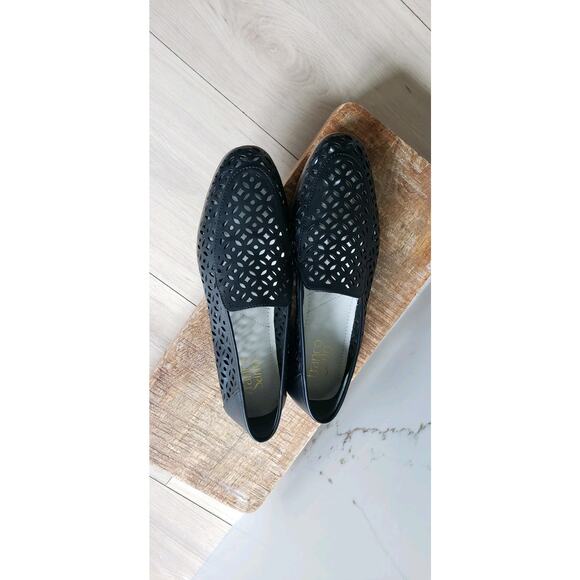 Franco Sarto Shoes Women 7M Black Berta Slip On Summer Classic Loafers Openweave - Picture 10 of 10